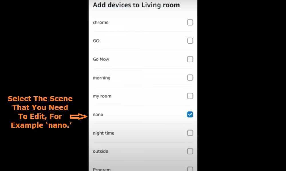 Select the scene that you need to edit, for example ‘nano’