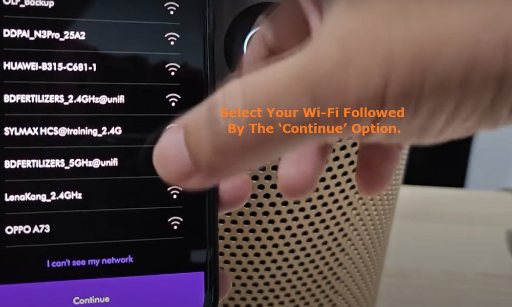 Select your Wi-Fi followed by the ‘Continue’ option.