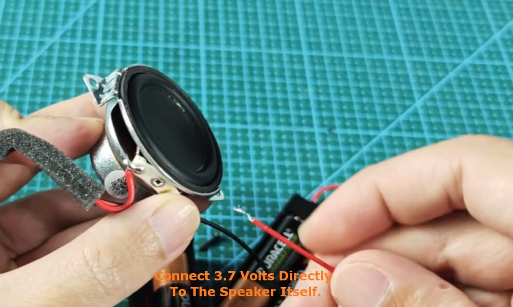 connect 3.7 volts directly to the speaker itself.