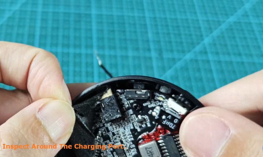 inspect around the charging port