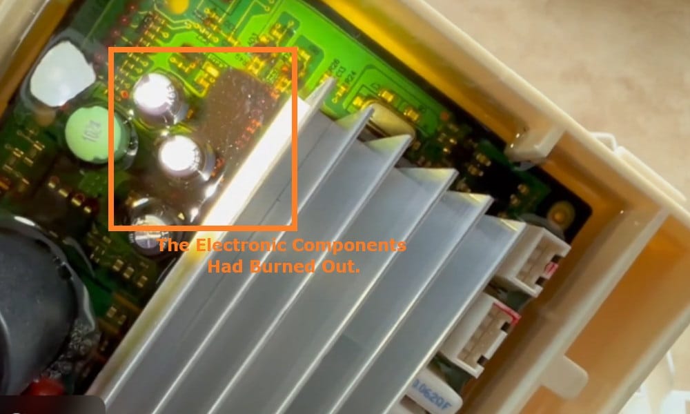 the electronic components had burned out.