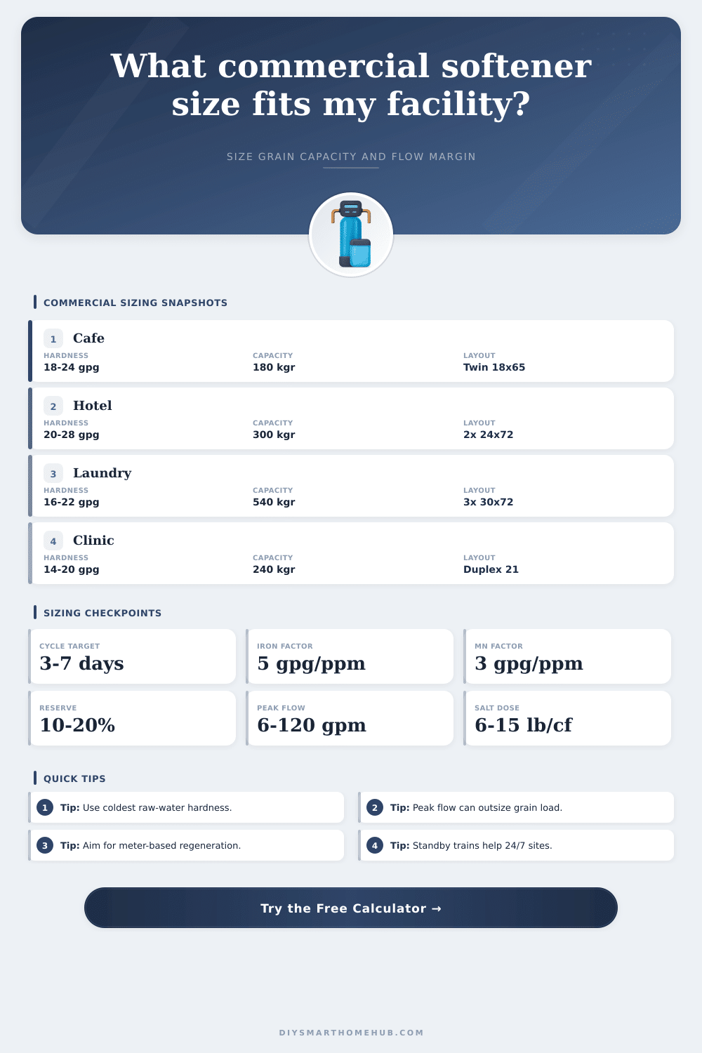 Commercial Water Softener Sizing Calculator
