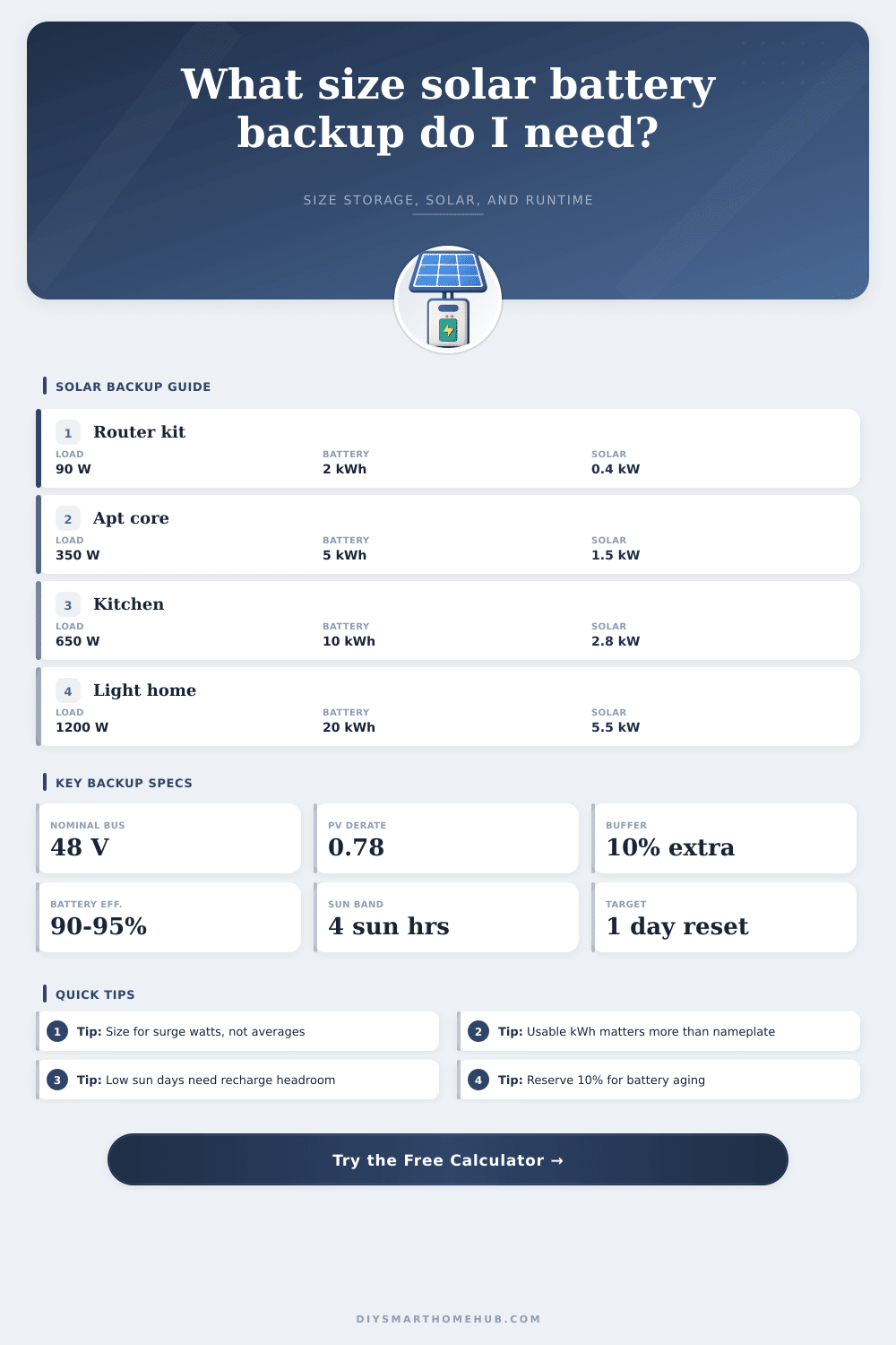 Solar Battery Backup Calculator