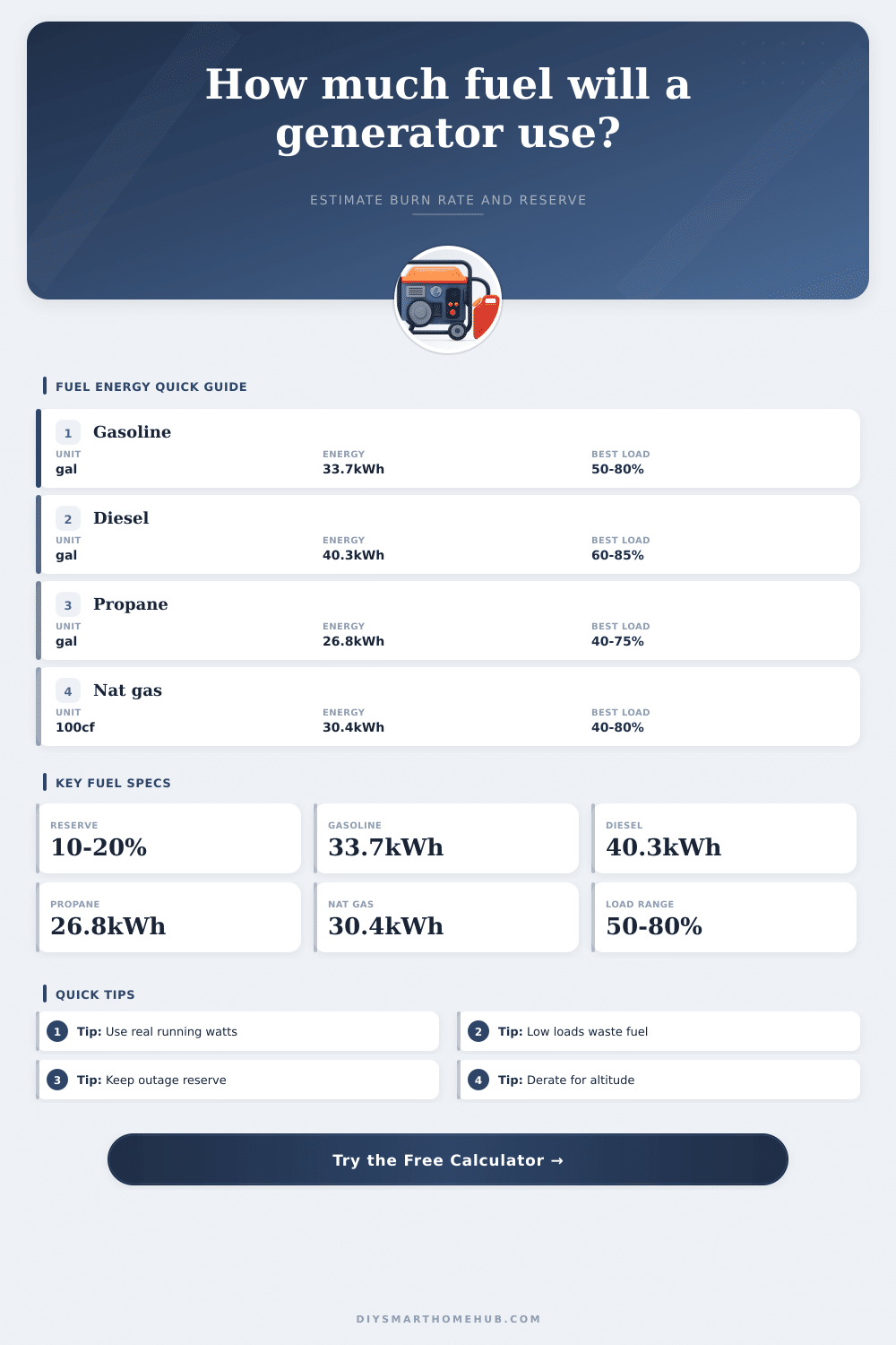 Generator Fuel Consumption Calculator