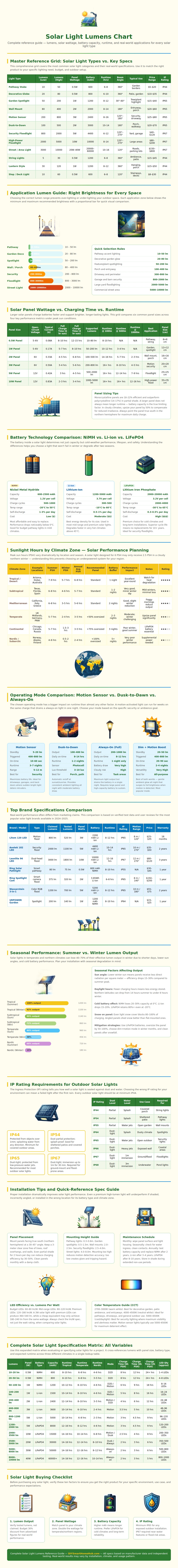 Solar Light Lumens Chart