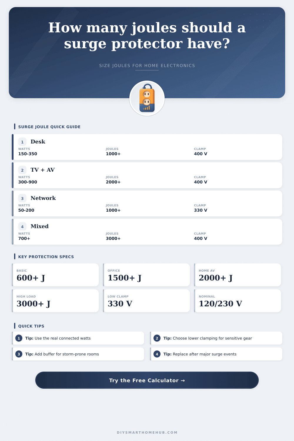 Surge Protector Joules Calculator