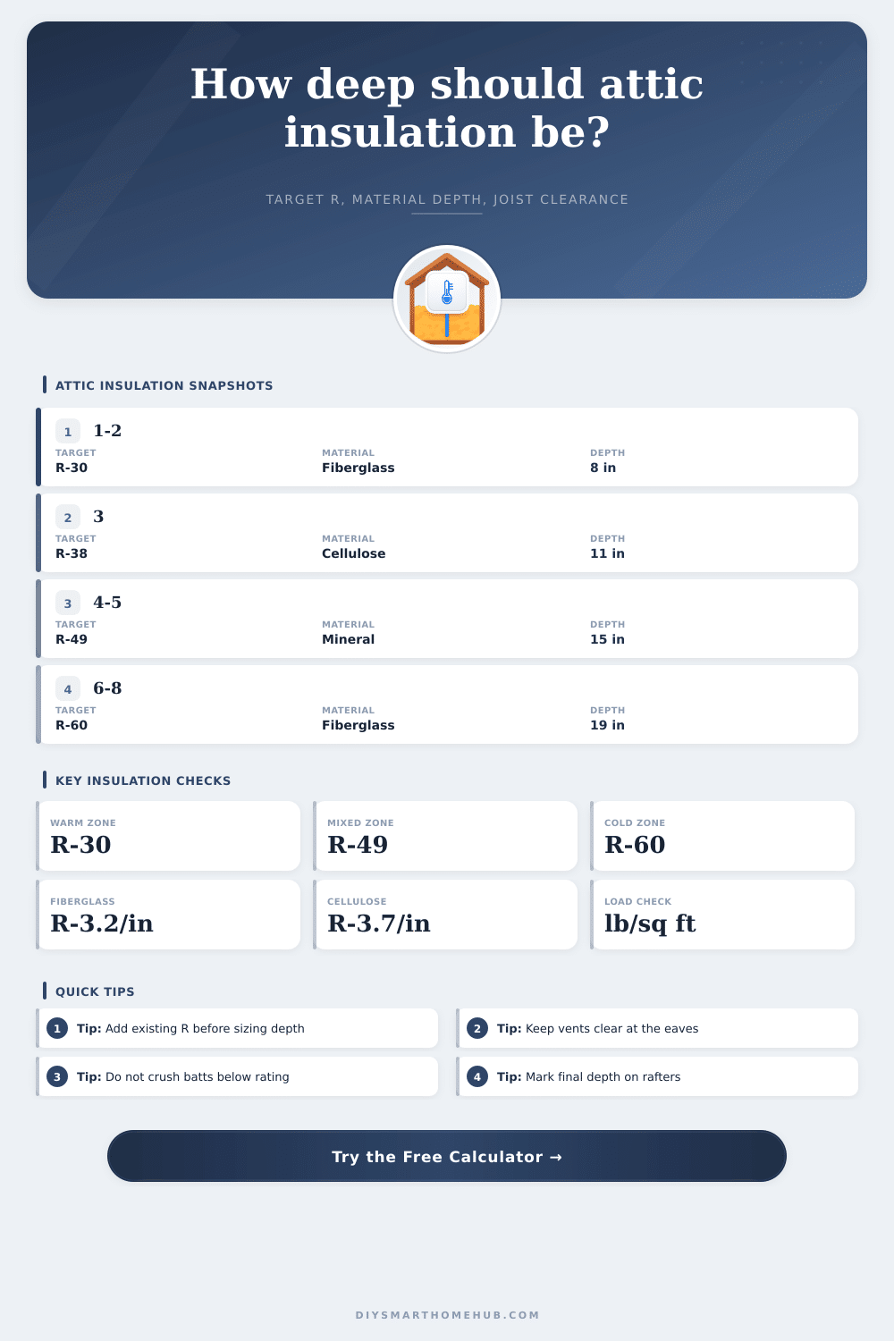 Attic Insulation Depth Calculator
