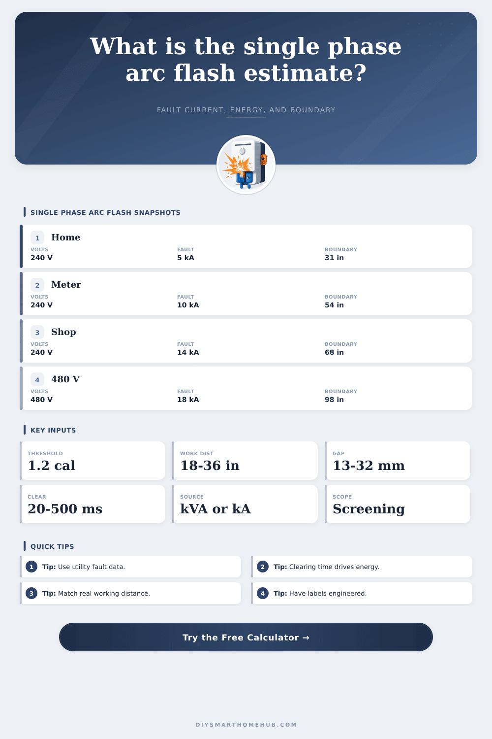 Single Phase Arc Flash Calculator